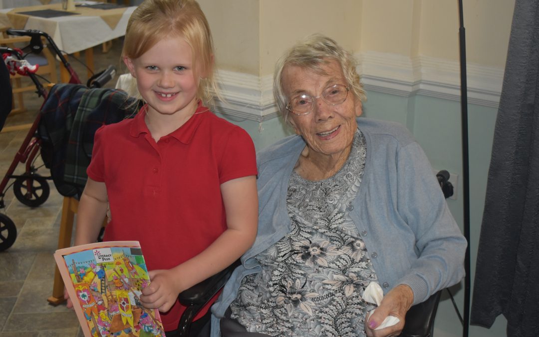 Reading with the residents at Alpine Lodge